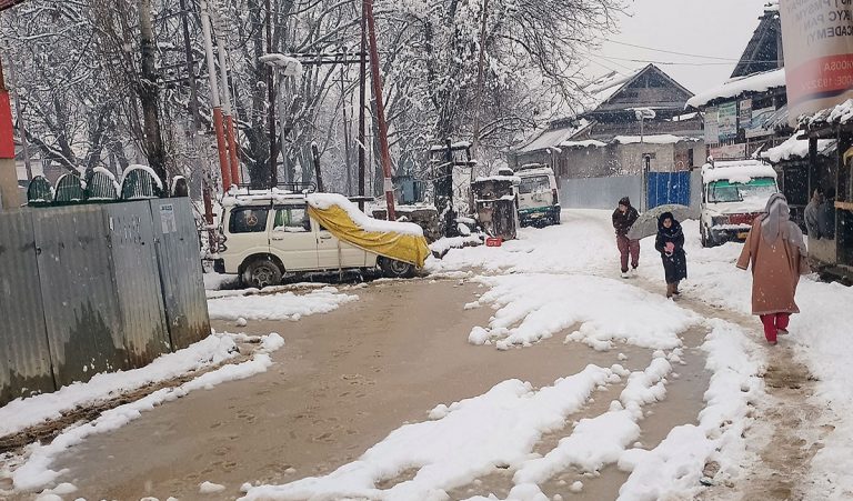 भारी बर्फबारी के बीच सफेद चादर में लिपटी नजर आ रही है पूरी कश्मीर घाटी